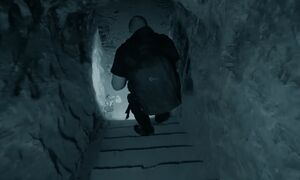 Joe walking down stairs